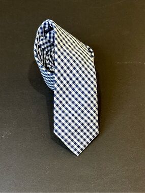J.Crew Factory Navy Gingham Skinny Tie 2.5” Preppy Summer Cotton (Item 02182)